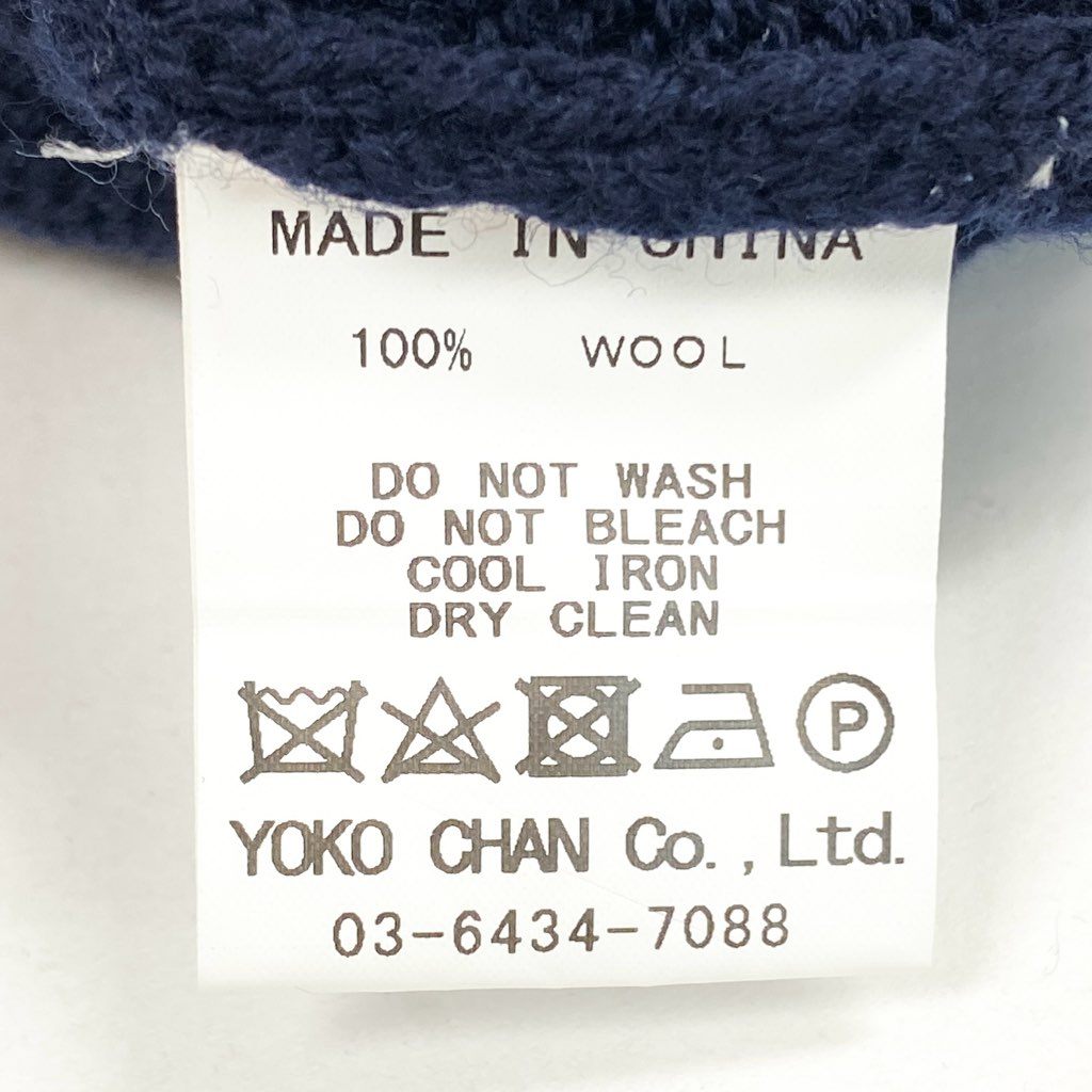 69L17 YOKO CHAN ヨーコチャン エンブロイダリープルオーバー リラックスフィット ニットセーター YCN-521-081 36サイズ ネイビー ウール100% レディースu02t