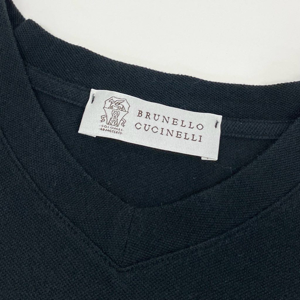 4f7 BRUNELLO CUCINELLI ブルネロクチネリ Vネック 半袖カットソー Tシャツ イタリア製 プルオーバー XLサイズ ブラック
