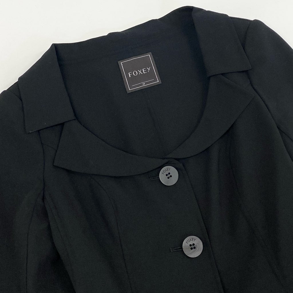 22d6 《美品》 FOXEY フォクシー ダブルフェイスジャケット テーラードジャケット ブレザー サイズ38 ブラック レディース 日本製
