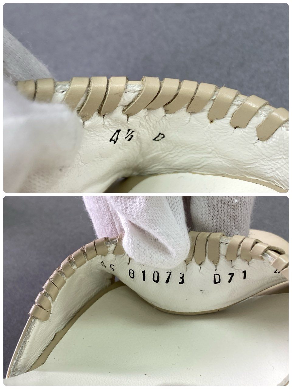 8e18 《美品》 Salvatore Ferragamo サルヴァトーレ フェラガモ 編み込み レザー ヒールサンダル 4 1/2 ベージュ leather シューズ イタリア製 夏