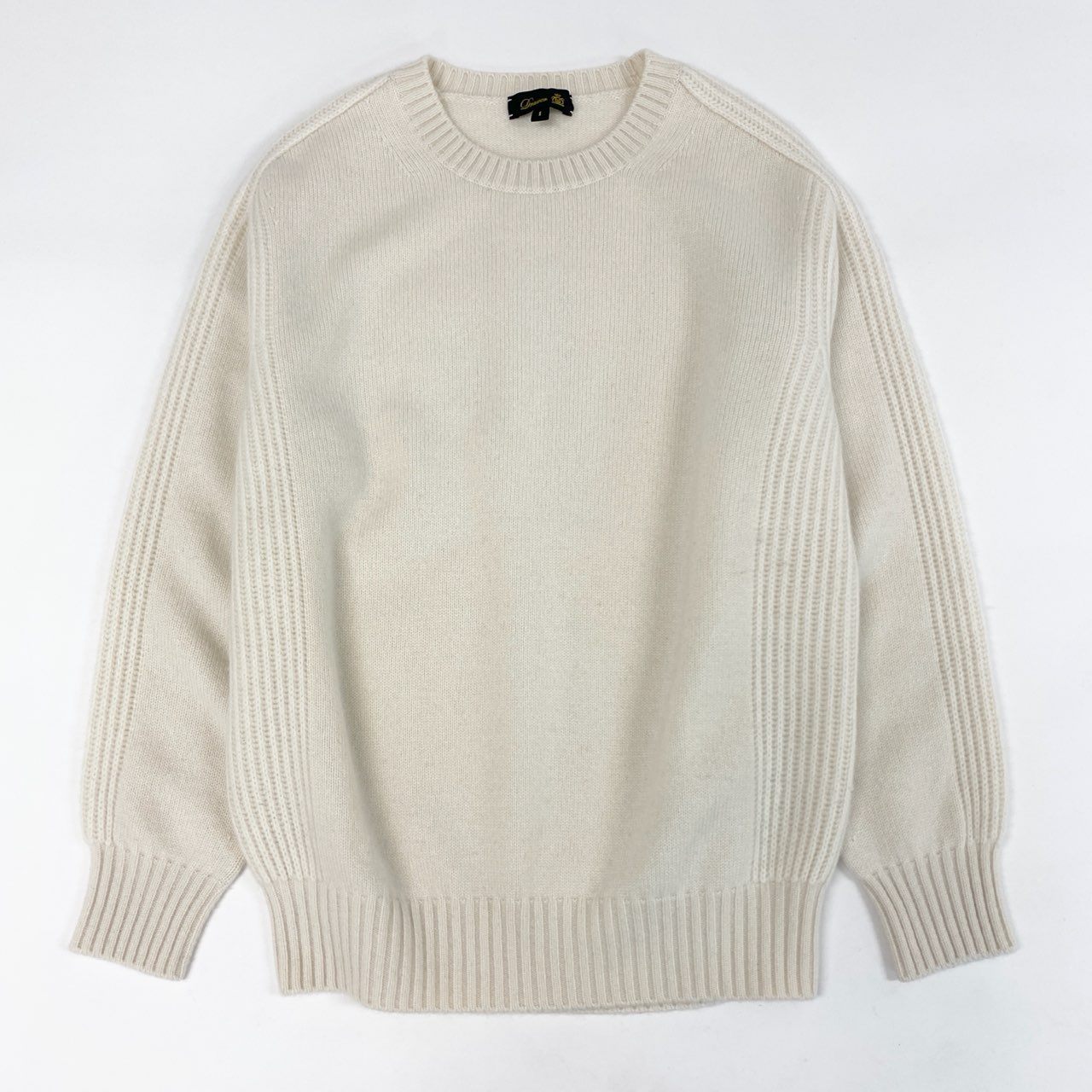 67d21 Drawer ドゥロワー 14G カシミヤ クルーネック ニットセーター トップス 1 クリーム カシミア100%