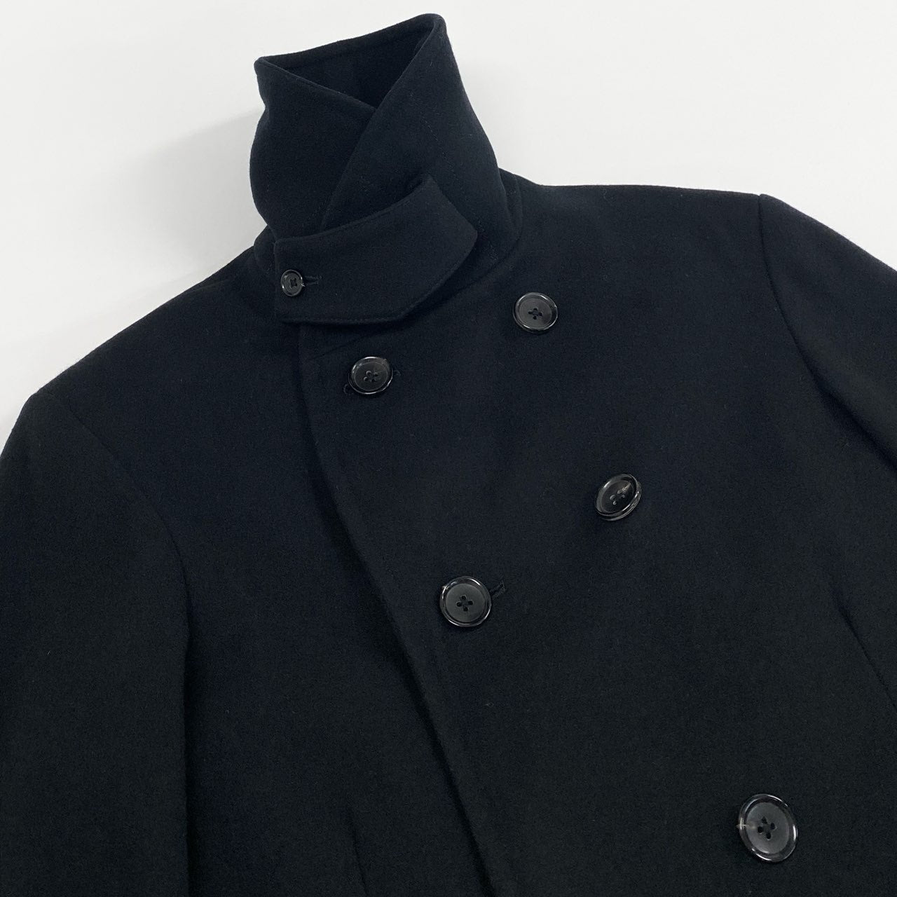 75f27 Yohji Ymamoto POUR HOMME ヨウジヤマモト プールオム ダブルブレスト ウールコート 2011AW ランウェイ着用 HC-C06-125 サイズ2 ブラック メンズ 日本製