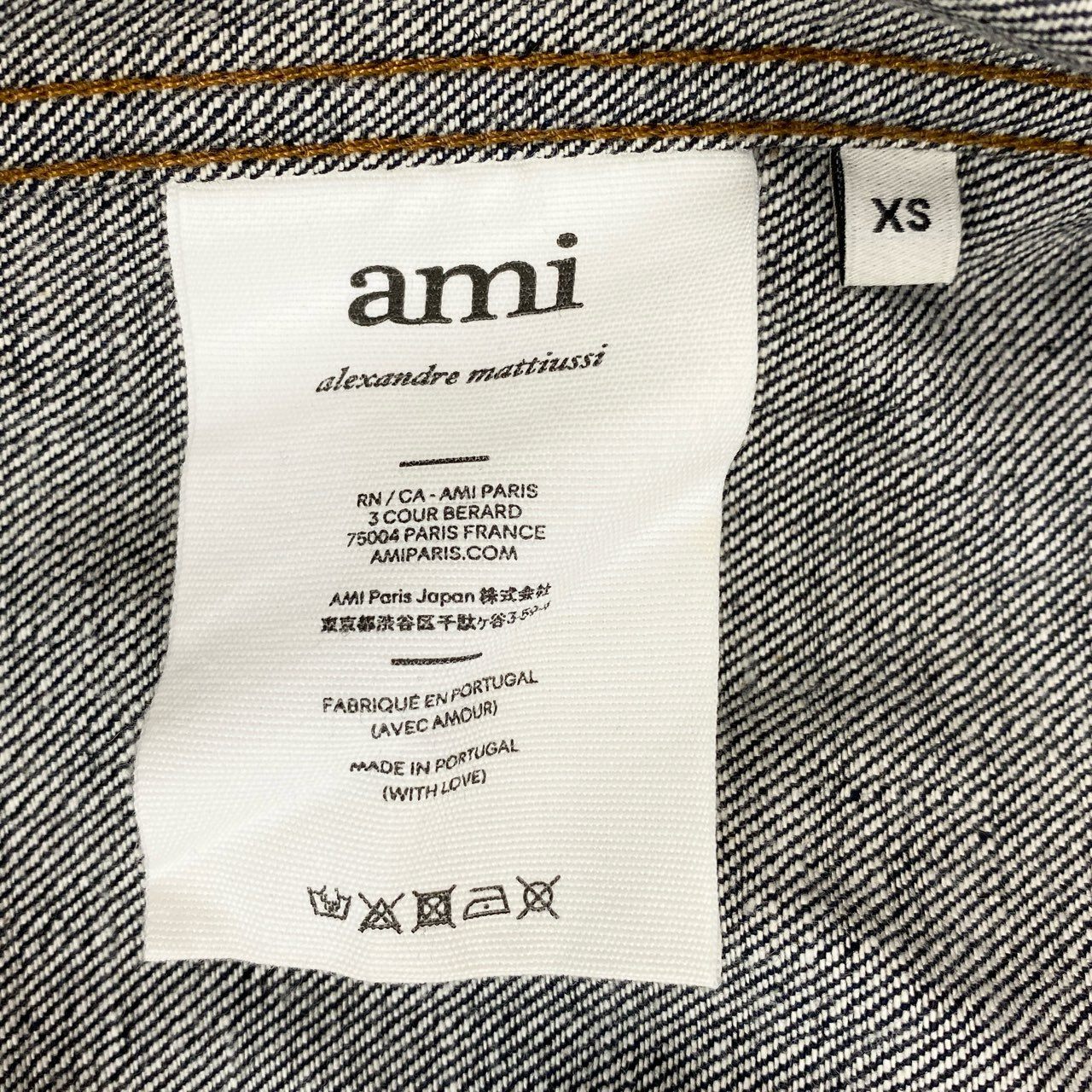46j3 《美品》 Ami Alexandre Mattiussi アミアレクサンドルマテュッシ Denim shirt with pockets デニムシャツ ポケット H21HD429.600 XS インディゴブルー コットン メンズo07t