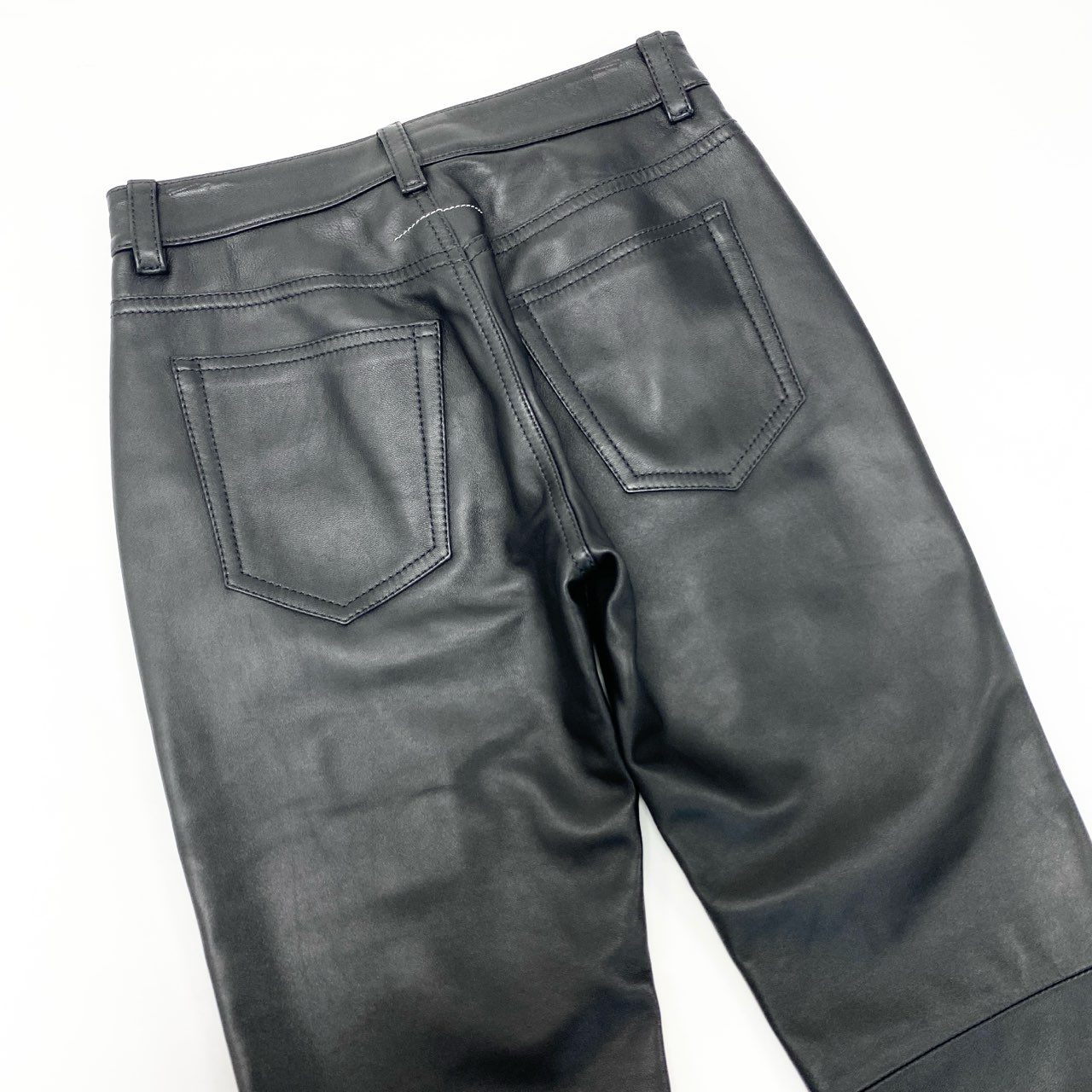 56j20 《美品》 MM6 Maison Margiela エムエムシックス メゾンマルジェラ Lamb Leather Pant レザーパンツ ボトムス S32LA0224 38 ブラック 羊革 レディースu02t