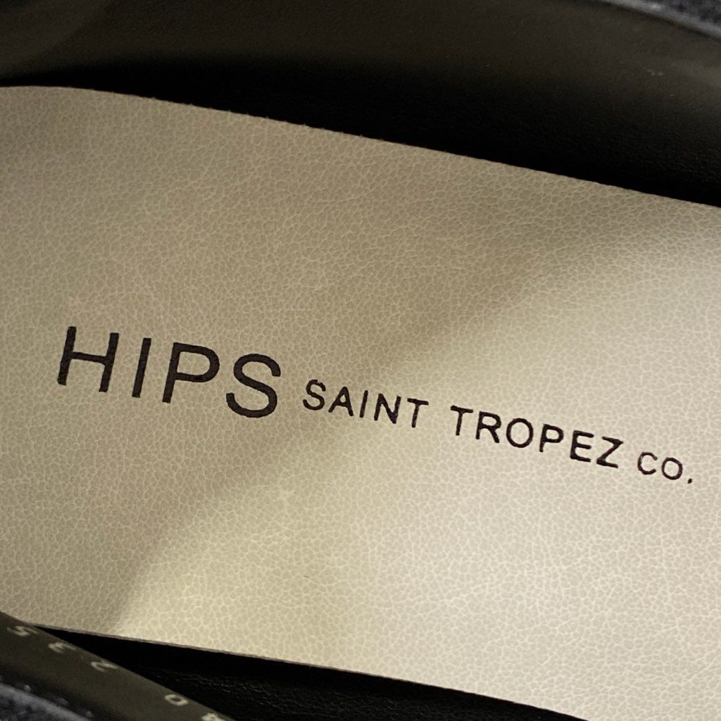 3f29 未使用品 HIPS SAINT TROPEZ ヒップス レザーシューズ スリッポンシューズ 革靴 23.5 ブラック レザー レディース 婦人靴