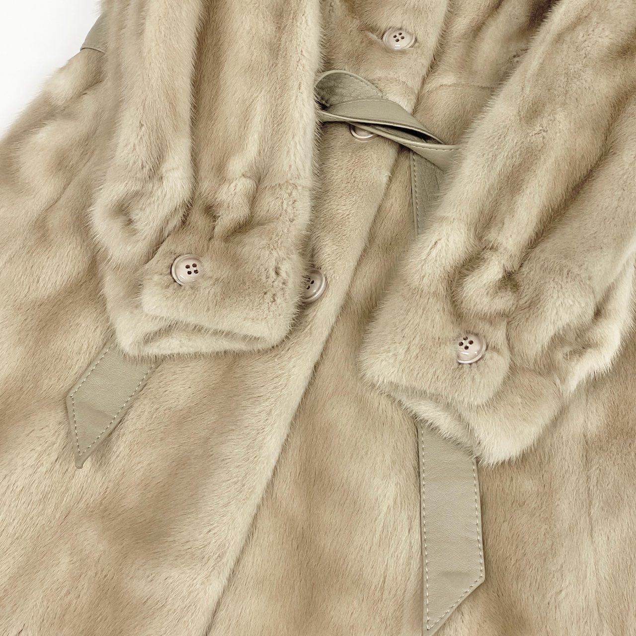 68j16 emanuel ungaro ウンガロ パールミンク 毛皮コート ファーコート 100㎝ 超ロングコート FREE ライトベージュ レディースu02t