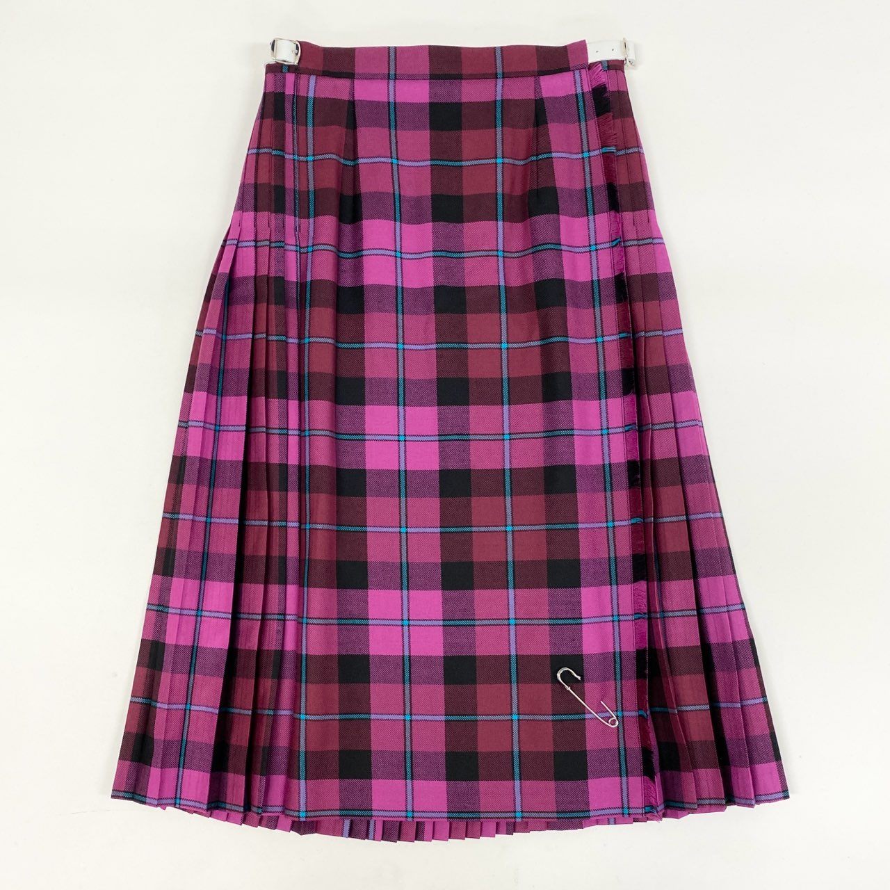 84i10【極美品】 O’NEIL OF DUBLIN オニールオブダブリン ユナイテッドアローズ別注 チェックスカート ベルト プリーツスカート ロングスカート ピンク レディース 女性用 GB10 u02t