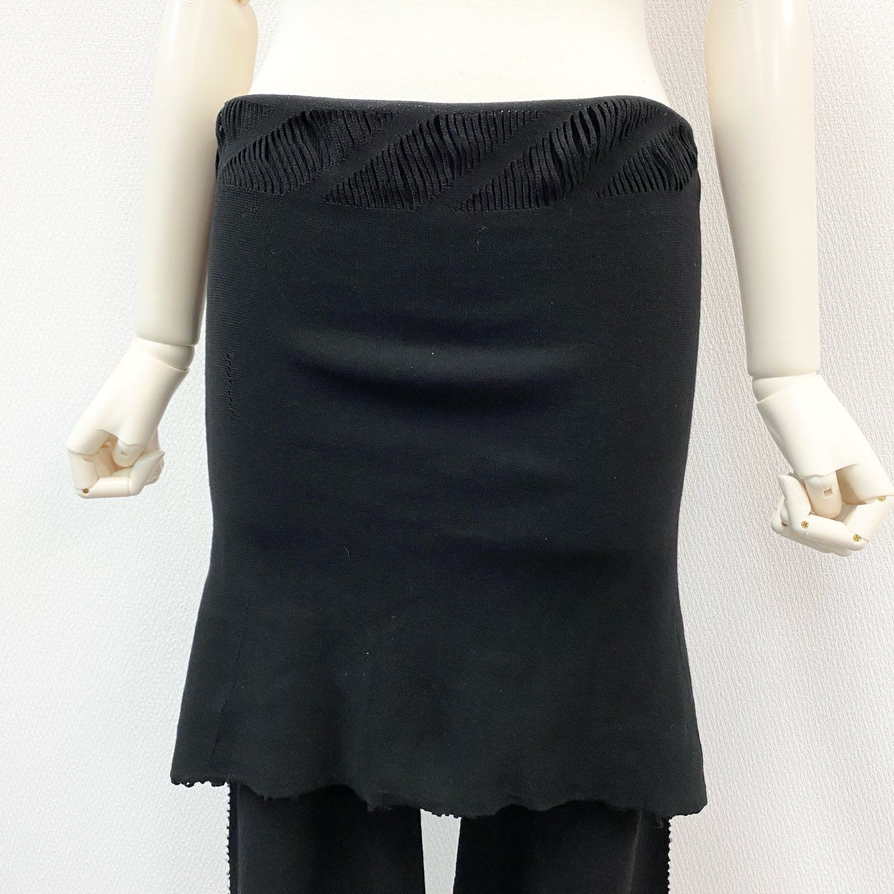 5i12 ISSEY MIYAKE イッセイミヤケ A.POC エーポック ウエストデザイン ニットパンツ リラックスパンツ AP43KF540 ブラック レディースu02t