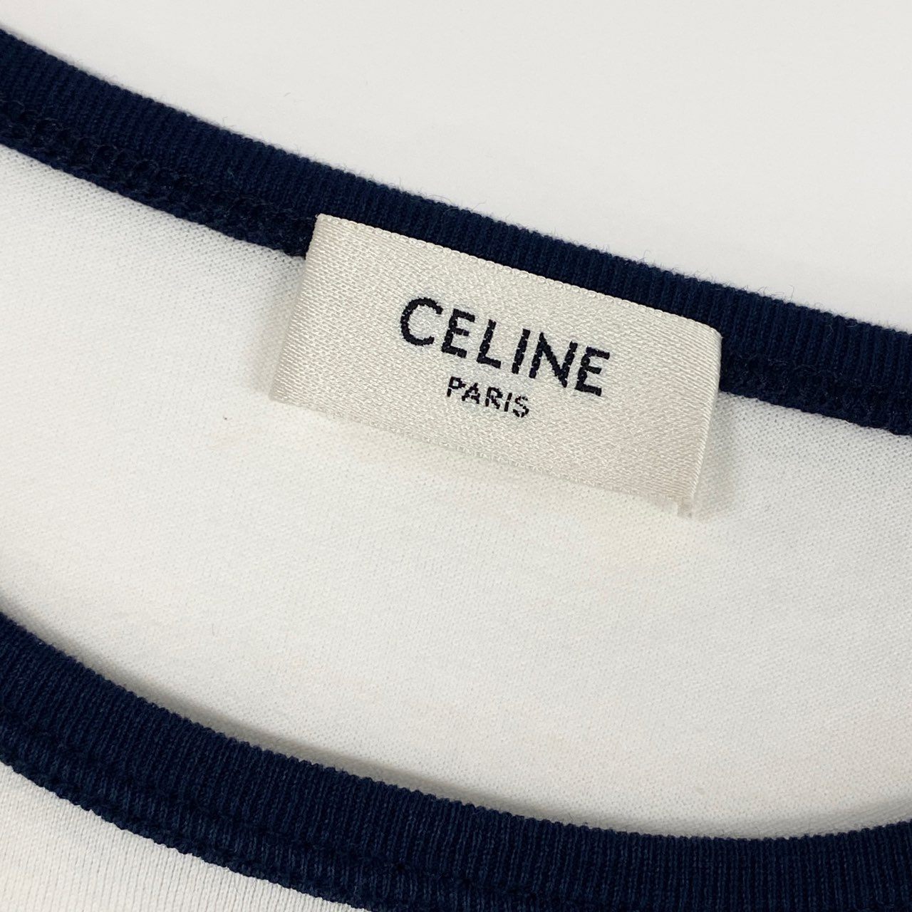 70a15 フランス製 CELINE セリーヌ トリオンフ リンガー Tシャツ カットソー トップス 2X872671Q サイズS ホワイト コットン100% レディース