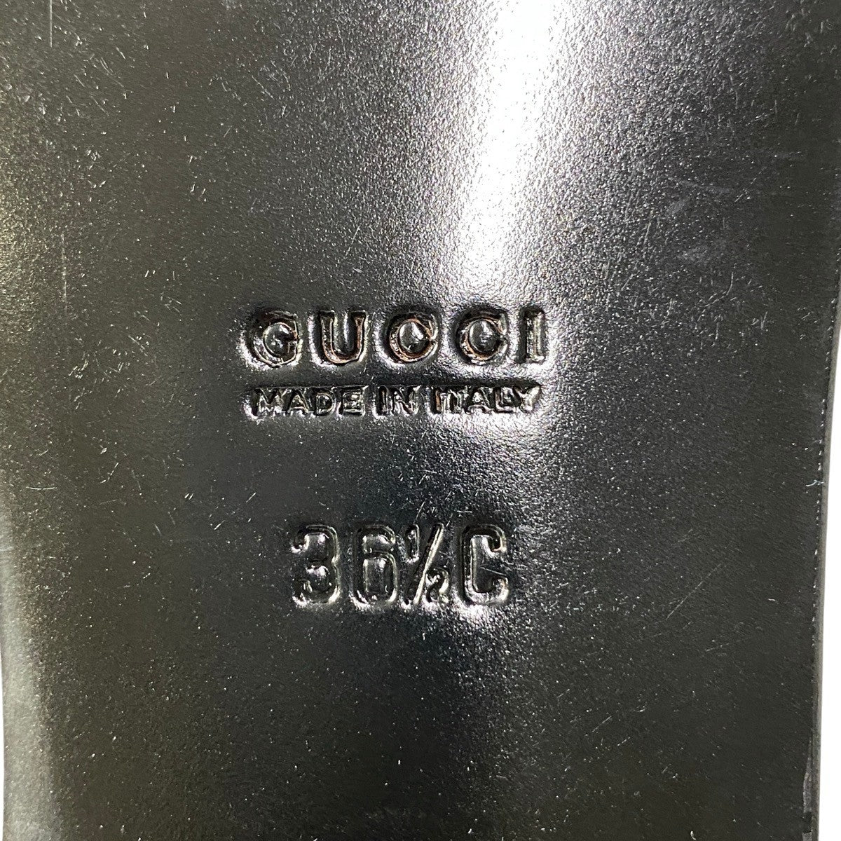 g31 【新品保管品】GUCCI レザーサンダル ブランドロゴプレート イタリア製 36 1/2サイズ パープル ベージュ レザー レディース 女性用k02i