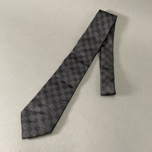 i105 LOUIS VUITTON ルイヴィトン ダミエ ネクタイ ブラック SILK 100% イタリア製 ビジネス フォーマル