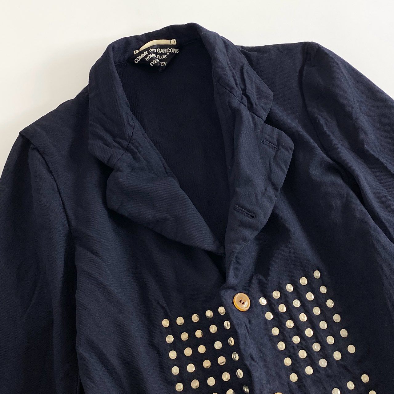 67i5 COMME des GARCONS HOMME PLUS EVER GREEN コムデギャルソンオムプリュス エバーグリーン 縮絨マルチスタッズジャケット テーラードジャケット AD2006 PS-J211 Sサイズ ネイビー