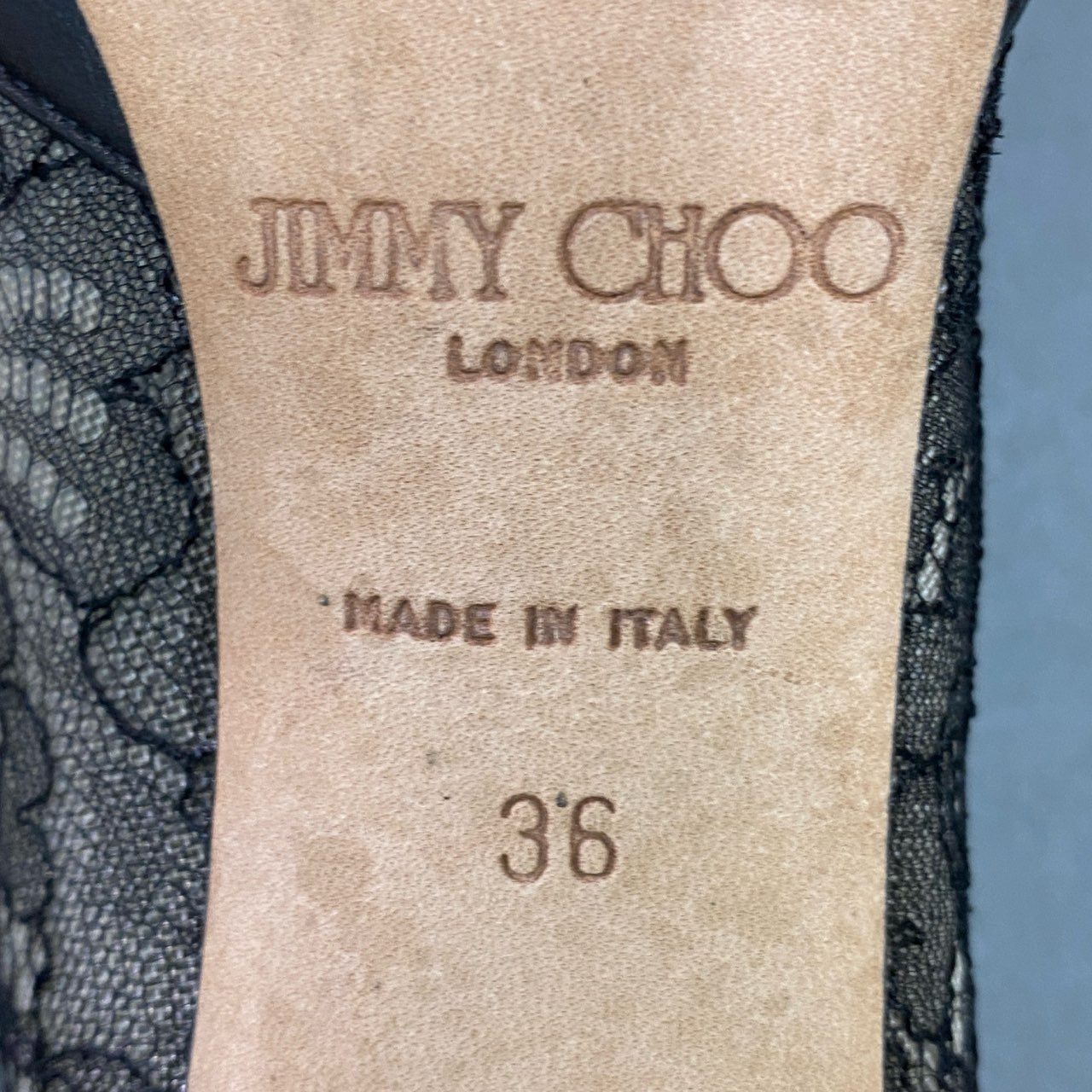 5c21 JIMMY CHOO ジミーチュウ フラワーレースパンプス 36 ブラック レザー イタリア製 シューズ