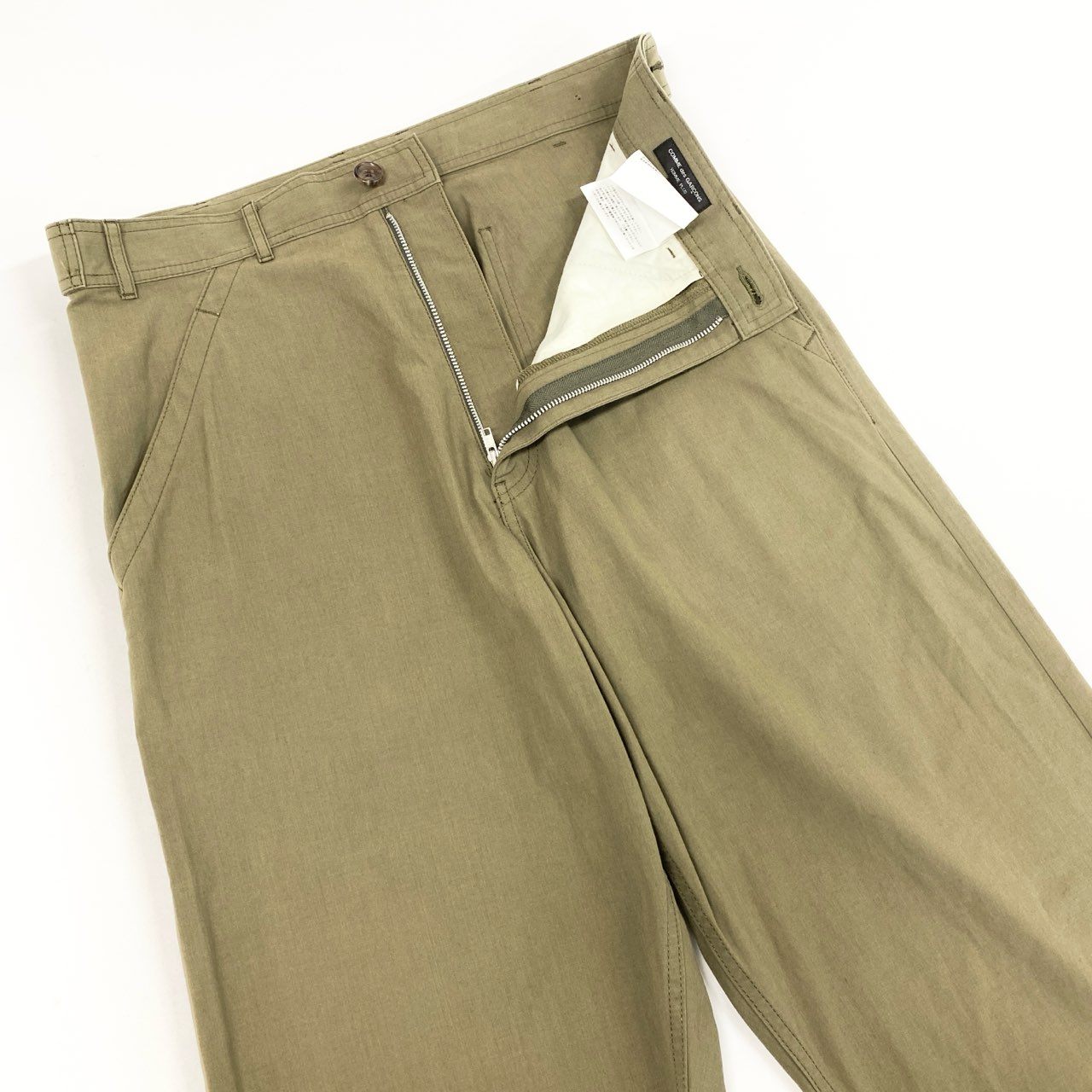 55h28 《美品》COMME des GARCONS HOMME PLUS コムデギャルソンオムプリュス ストレートパンツ ボトムス 日本製 PI-P015 XSサイズ カーキ メンズ 男性用k02i