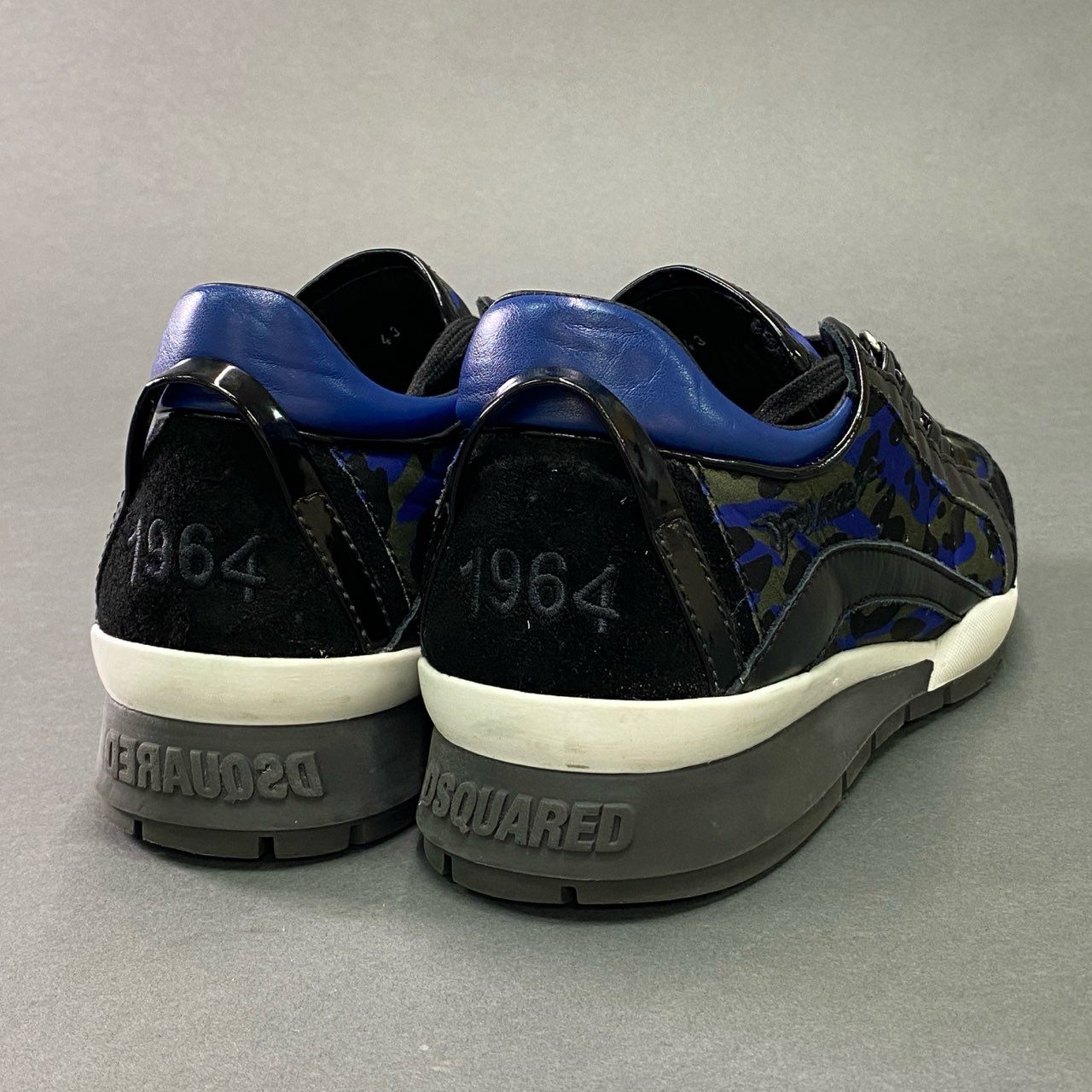 4c18 DSQUARED2 ディースクエアード 551 迷彩 レオパード柄 ローカットスニーカー シューズ ロゴプレート カモフラ 43 ブラック ブルー グリーン