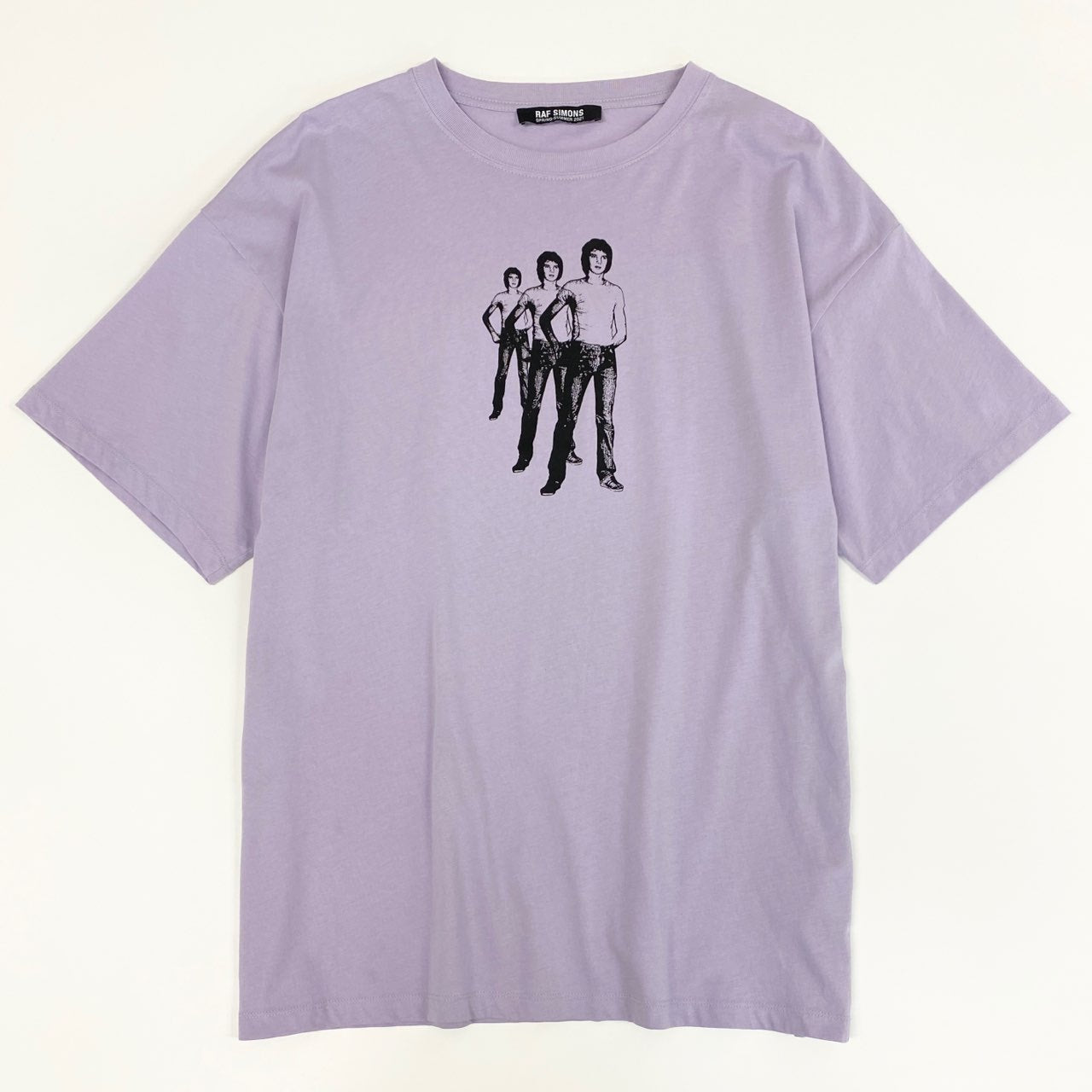 70a15 RAF SIMONS ラフシモンズ 21SS Question Everything オーバーサイズプリントTシャツ カットソー 211-M122-19001 Mサイズ パープル コットン