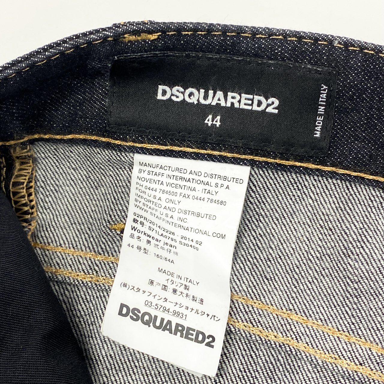 66g8 DSQUARED2 ディースクエアード デニムパンツ ジーンズ ボタンフライ ロールアップ イタリア製 メンズ 男性用 44 ブラック