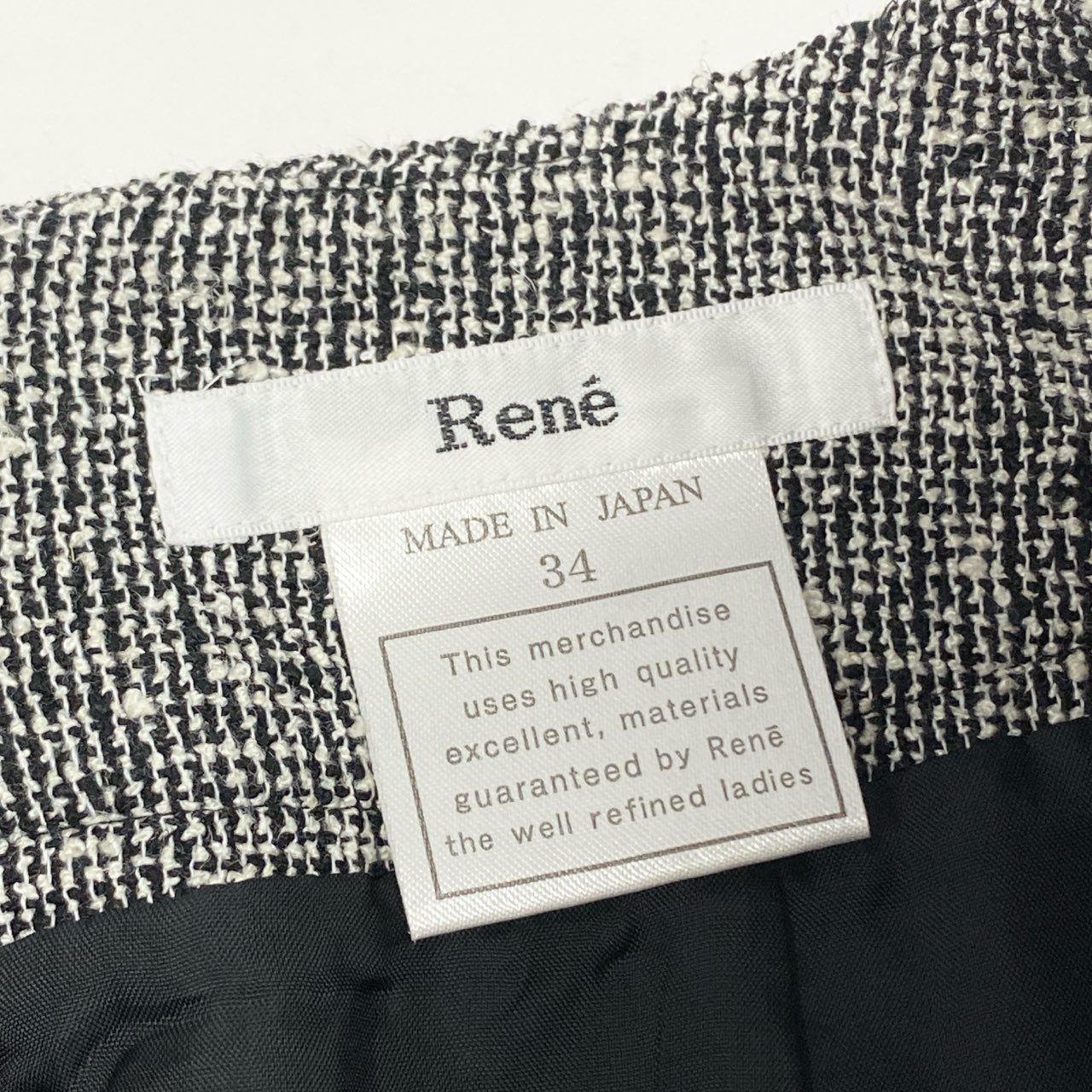 30f18 Rene ルネ ツイードスカート 麻混紡 タイトスカート オケージョン レディース 女性用 タグ付き 34 グレー系