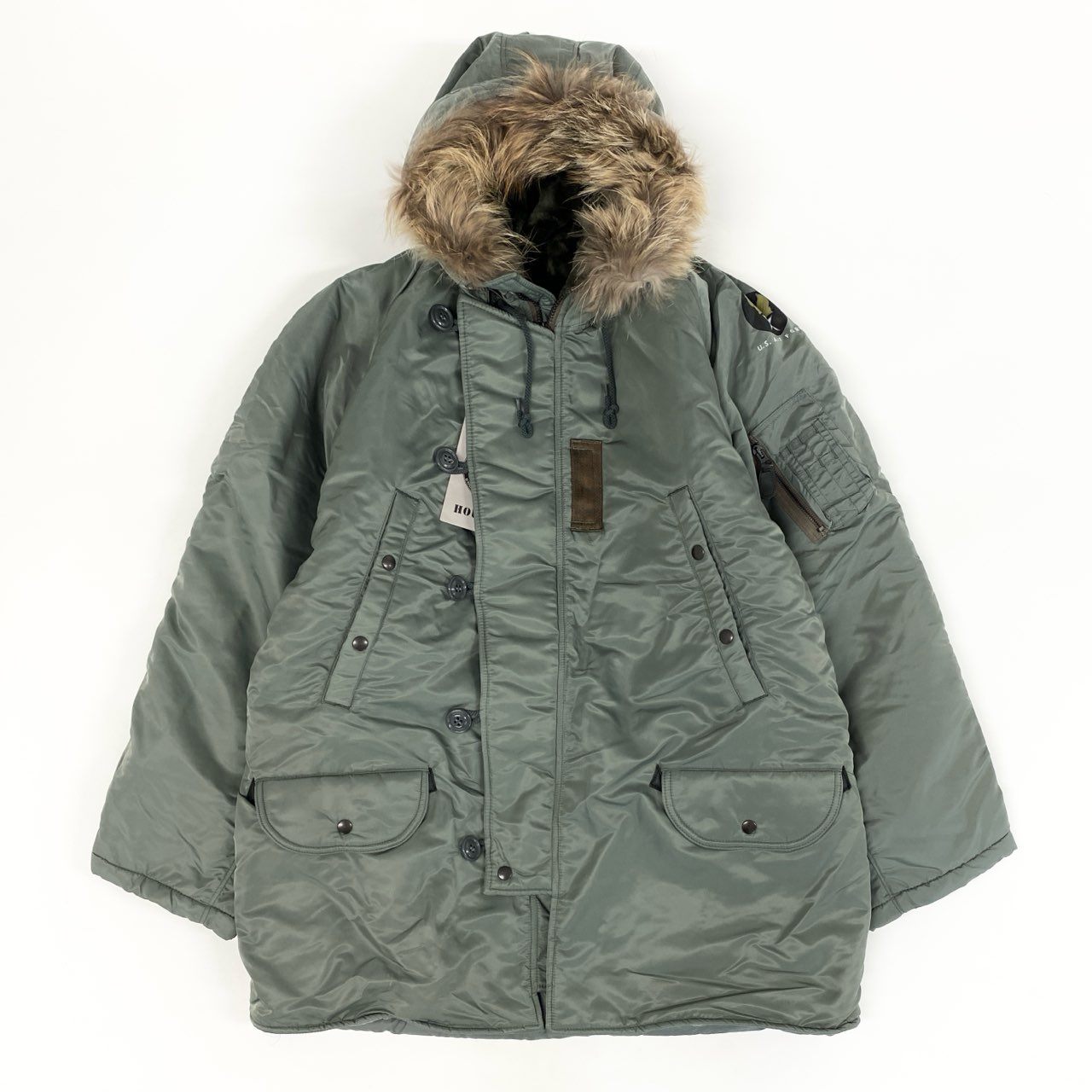 49f2 タグ付 HUSTON ヒューストン N-3B フライトジャケット モッズコート 8415-269-0419 Lサイズ カーキ