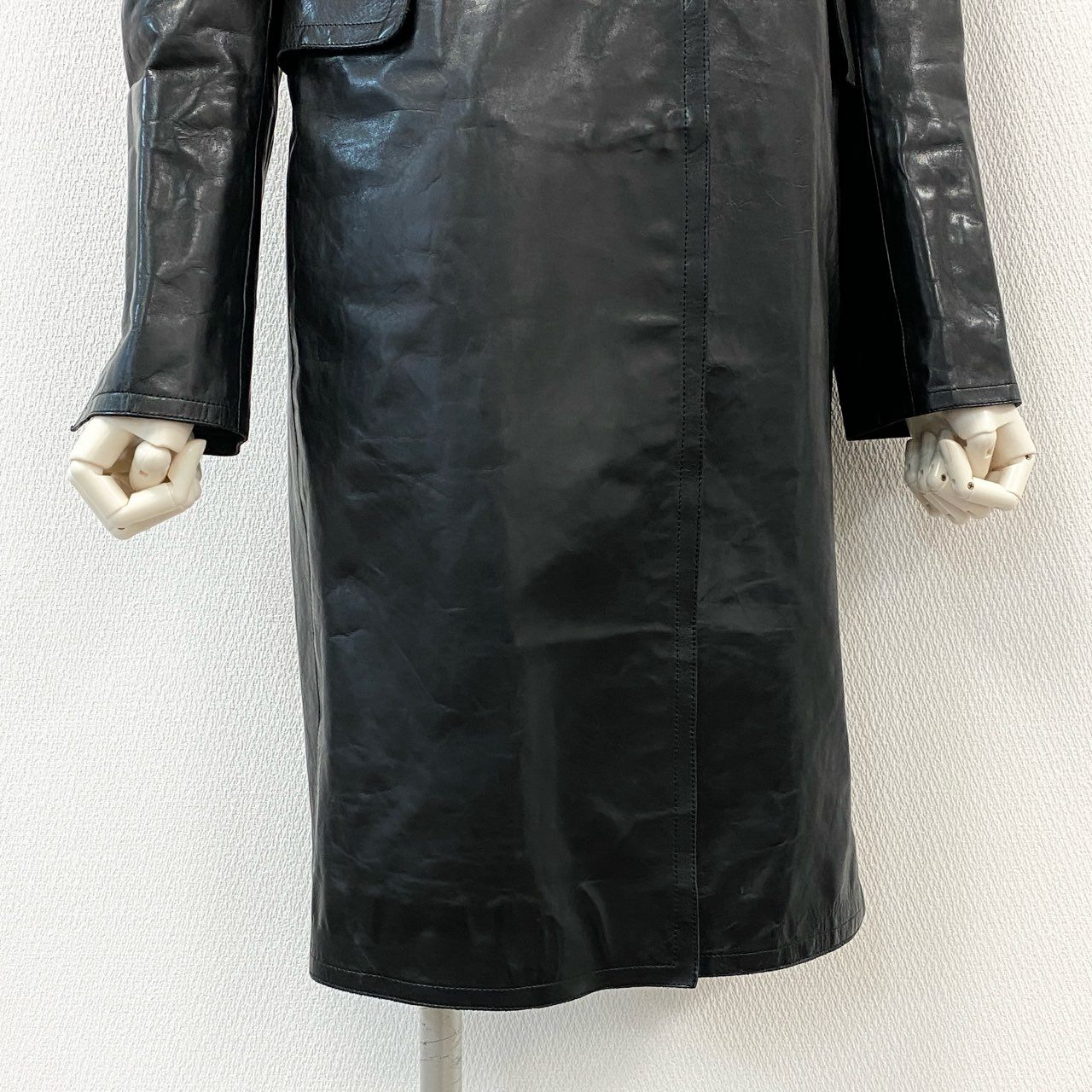3f2 イタリア製 CoSTUME NATIONAL コスチュームナショナル レザーコート ロングコート アウター サイズ40 ブラック 牛革 レディース 女性用