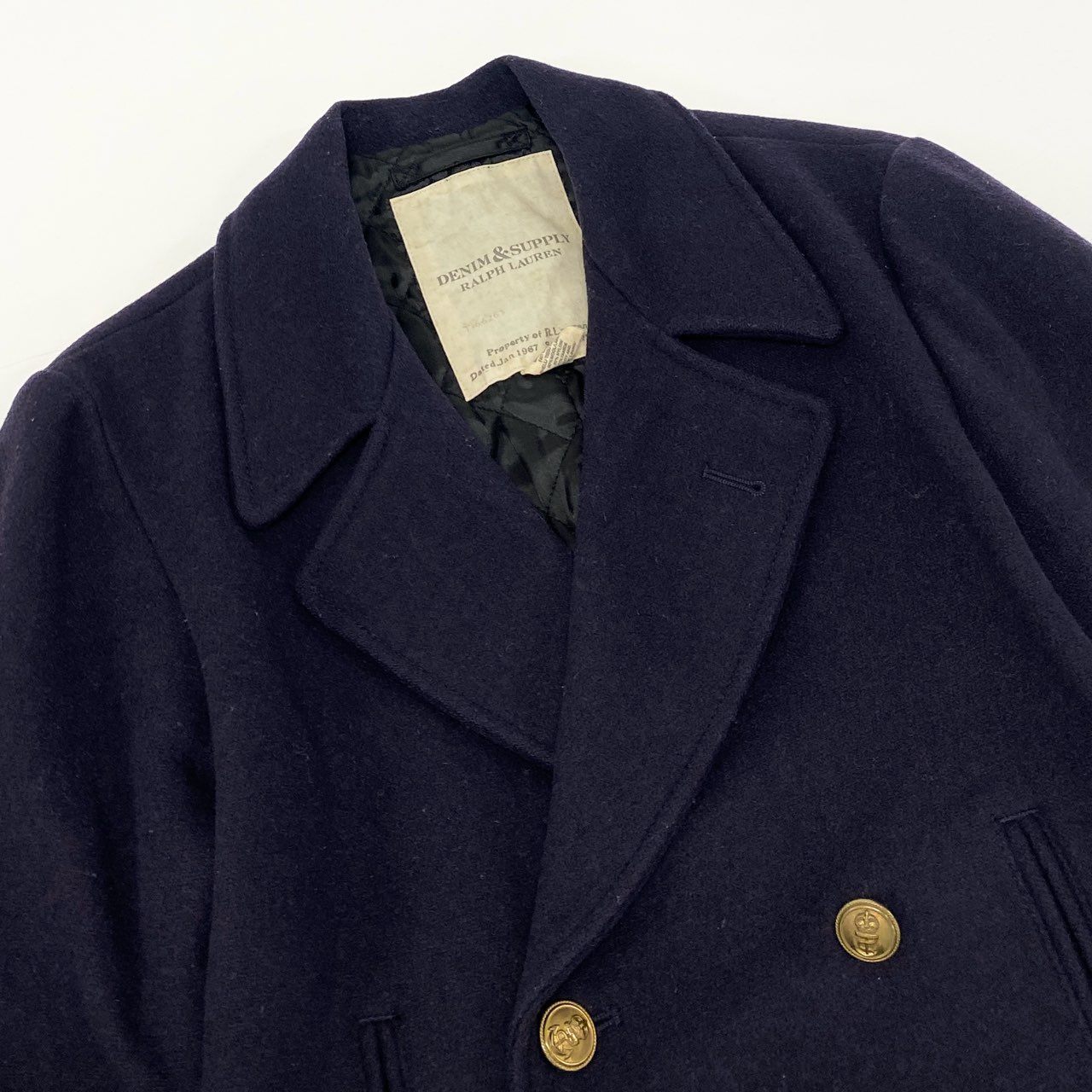 53e23 DENIM&SUPPLY デニムアンドサプライ RALPH LAUREN ラルフローレン フランス軍 Pコート M ネイビー 画像参照 フレンチミリタリー 金ボタン