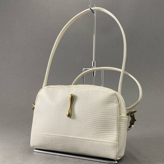 Af12 TOFF&LOADSTONE トフアンドロードストーン レビューミニリザード型押し ショルダーバッグ ポーチ ホワイト サコッシュ