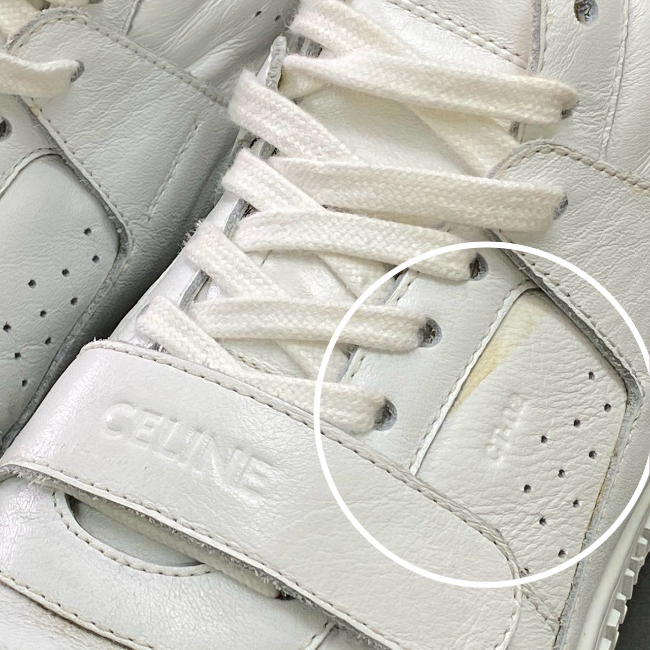 3c26 CELINE セリーヌ CT-02 ベルクロストラップ ミドルカット スニーカー 39 ホワイト レザー シューズ