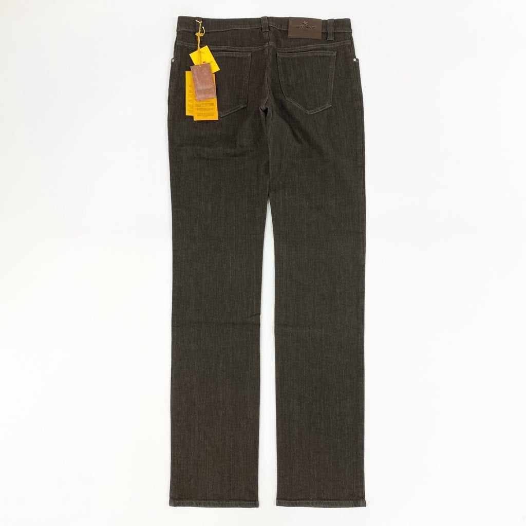 7f8 《新品保管品》 ETRO エトロ デニムパンツ カラーデニム ボトムス 6ポケット 34 ブラウン系 コットン ポリウレタン メンズ 紳士服 イタリア製