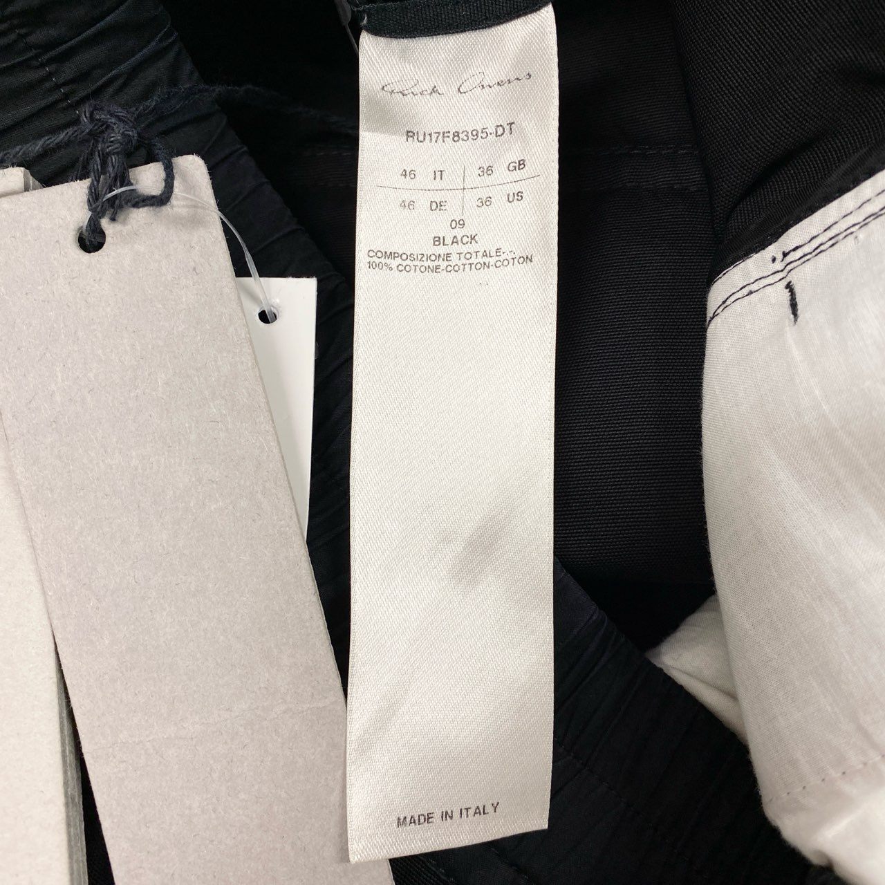 65a14【未使用タグ付】 Rick Owens リックオウエンス Astaires Cropped Pants アステアクロップドパンツ ボトムス ウエストゴム〇 イタリア製 メンズ 紳士服 46 ブラック コットン100%o07t
