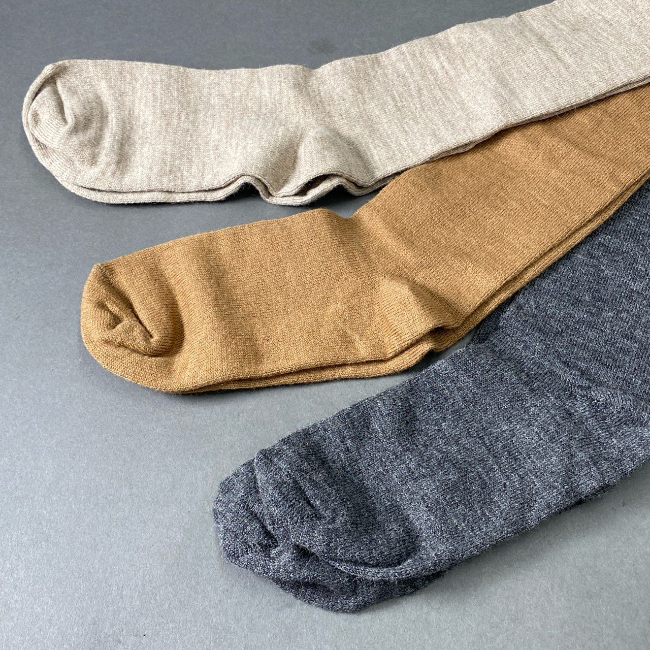 8f12 【未使用保管品】 定価¥31,900 LAUREN MANOOGIAN ローレンマヌーギアン TALL SOCK 3P SET トールソックス OS グレー ベージュ ブラウン ペルーニット 靴下