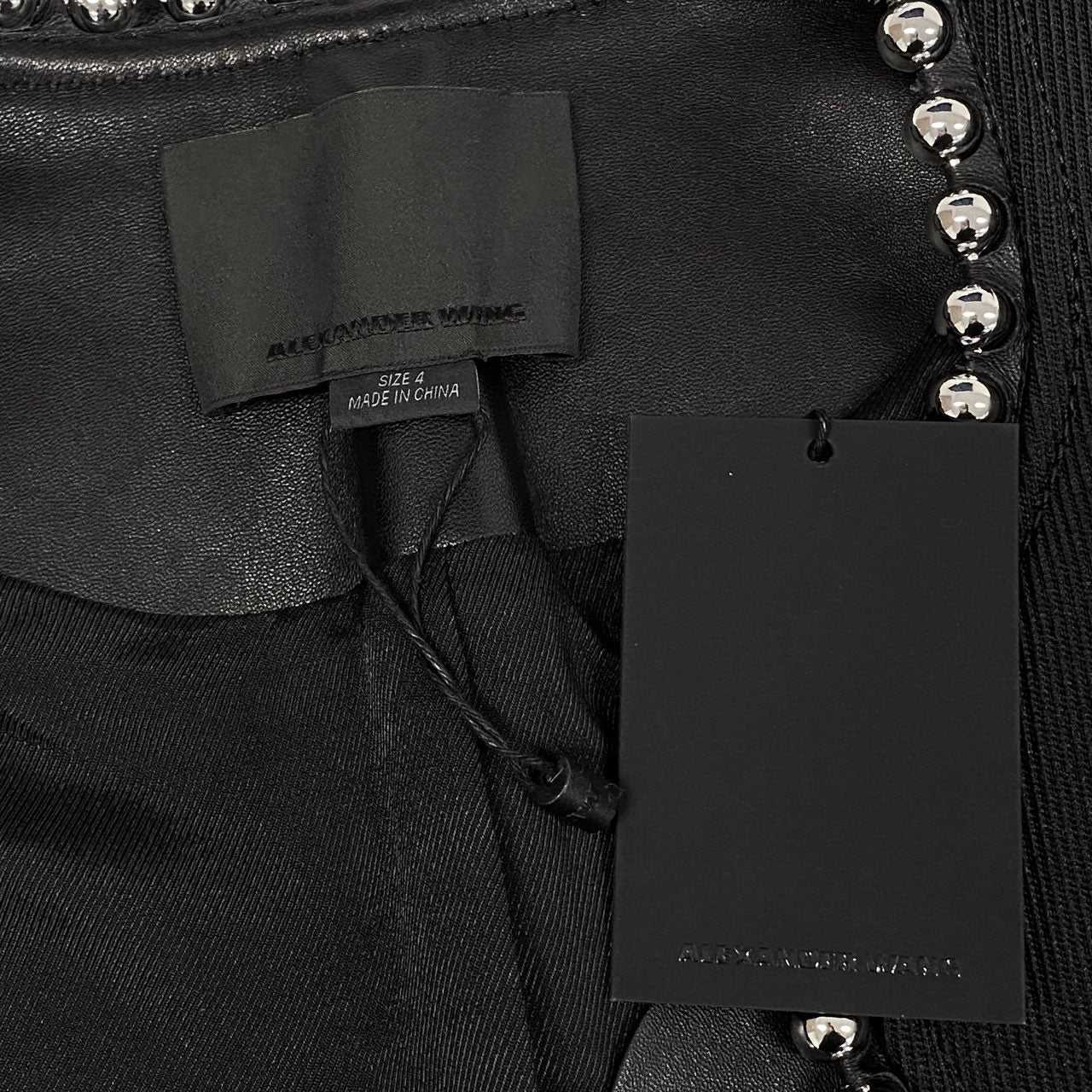 11b9 《タグ付》 ALEXANDER WANG アレキサンダーワン ボールチェーン デザインジャケット クロップドジャケット 4 ブラック レディースk02i