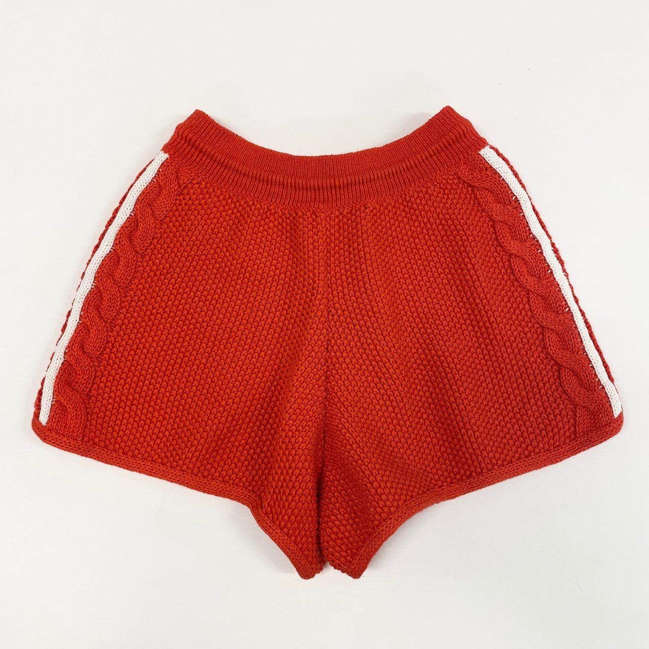 47b28 【新品タグ付き】 GUCCI × adidas グッチ アディダス ニットショートパンツ ハーフパンツ ロゴ刺繍 3本ライン 693835 サイズXS レッド レディース