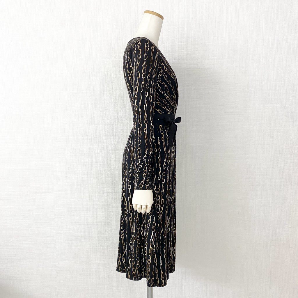 53h21 《未使用保管品》 定価¥74,550 タグ付き MaxMara マックスマーラ イタリア製 カシュクール 長袖ワンピース ドレス ロングスリーブ 38 ブラック