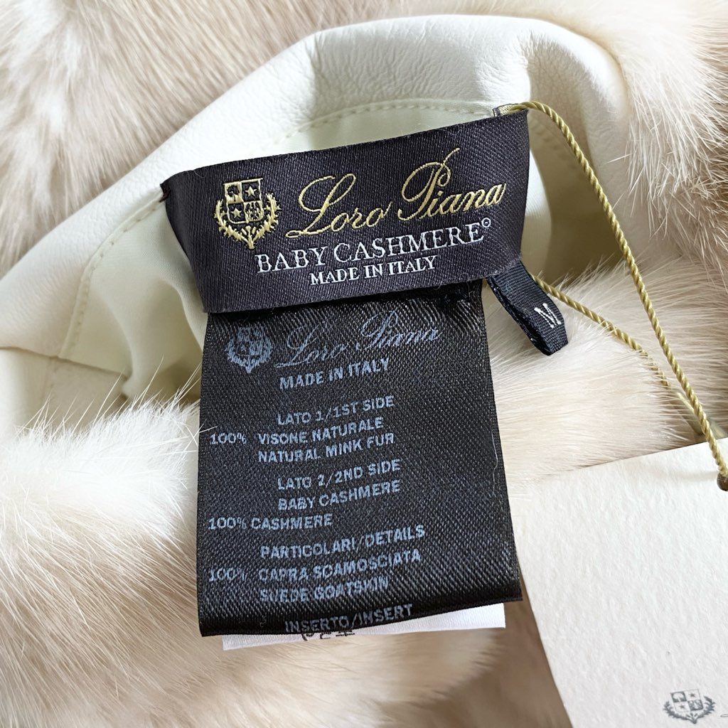 81i11 【美品】Loro Piana ロロピアーナ ベビーカシミヤ100% リバーシブル ローゲージニットブルゾン ミンクファー 毛皮コート FAI6284 サイズM レディース 女性用 アウター