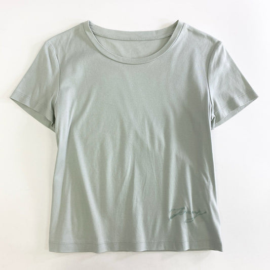 38k12 FOXEY フォクシー 40805 コントロールC  ロゴ刺繍 半袖Tシャツ カットソー トップス サイズ38 ミントグリーン コットン100% レディース