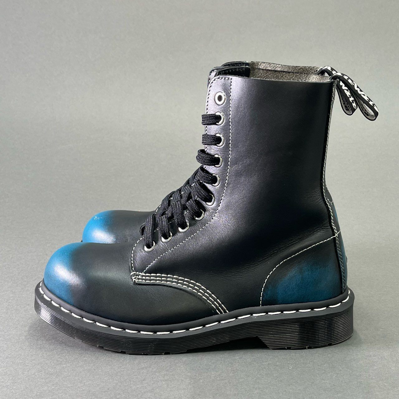 1e18 Dr.Martens ドクターマーチン 1919 10ホール スチールトゥ レースアップブーツ UK 6 ブルー ブラック レザー シューズ