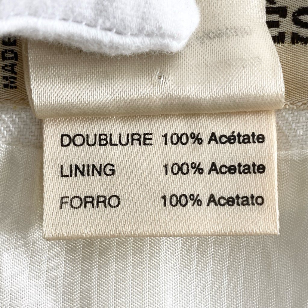 53e1 HERMES エルメス リネン ノーカラージャケット 42 アイボリー 麻100% ブレザー フランス製 LINEN JACKET