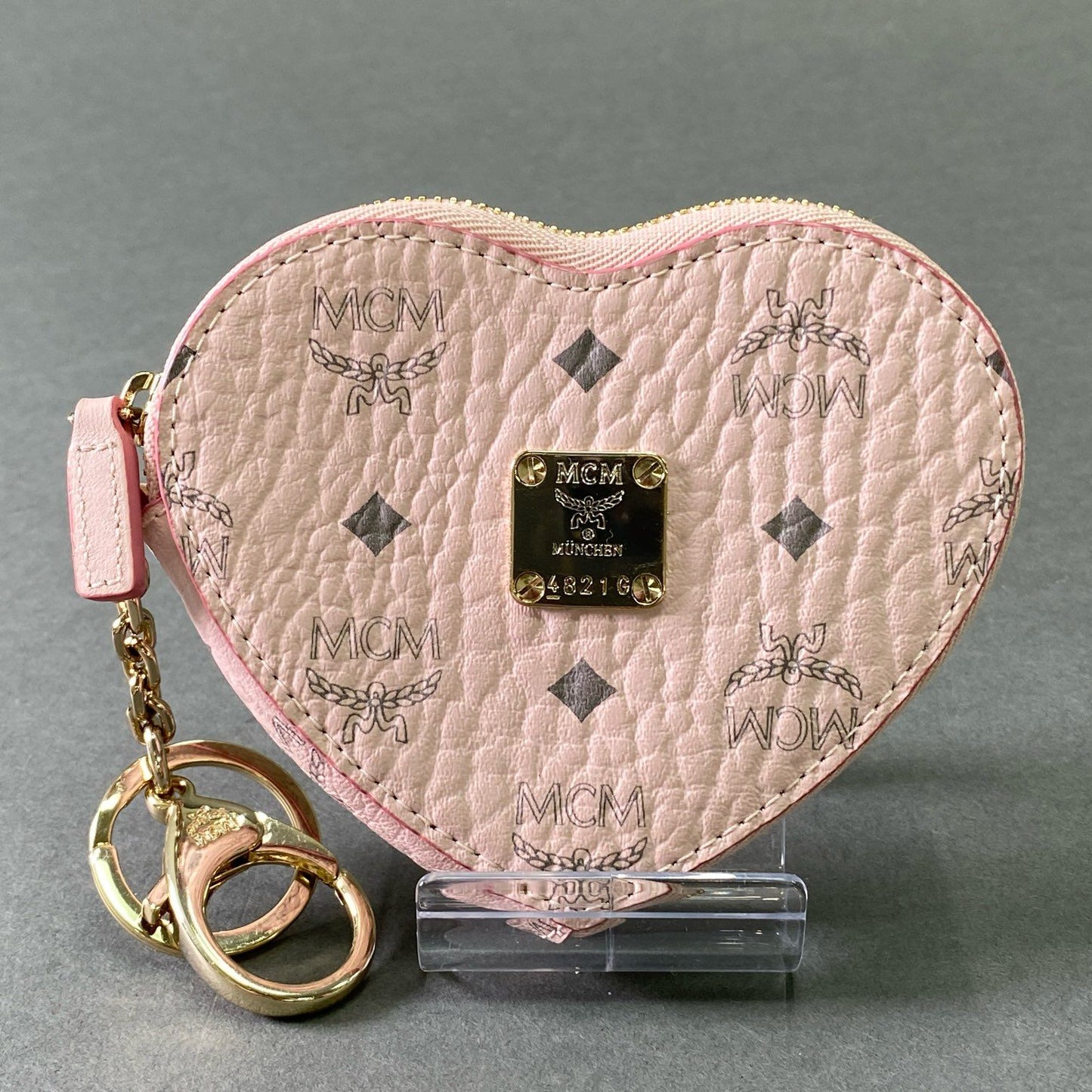 e5 MCM エムシーエム ハート型 レザー コインケース ピンク Leather Heart Key Pouch 財布