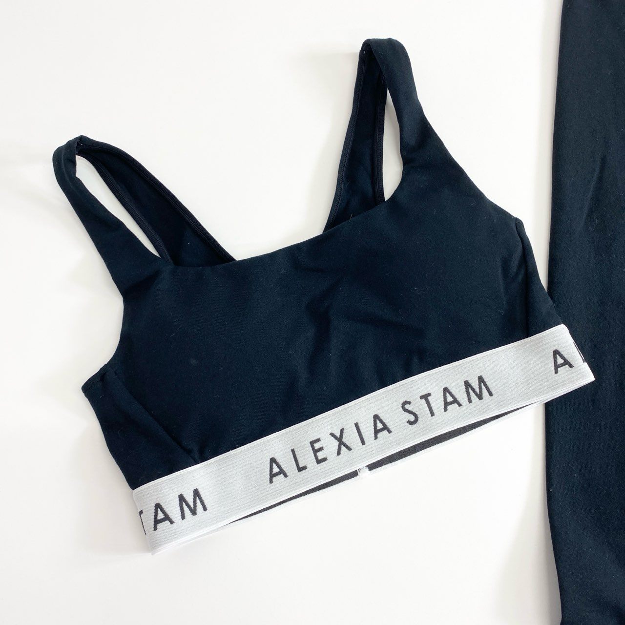 51f16 《美品》 ALEXIA STAM アリシアスタン ヨガウェア セットアップ ブラトップ タイツ スポーツウェア サイズL ブラック レディース