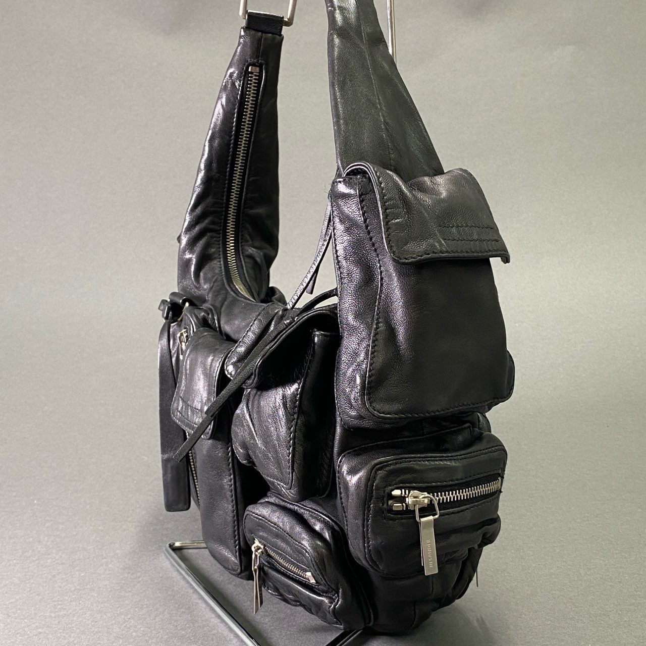Af11 【Archive】JIL SANDER ジルサンダー 2003 エディターズバッグ ショルダーバッグ ブラック レザー ユニセックス 鞄 Vintage Shoulder Bag