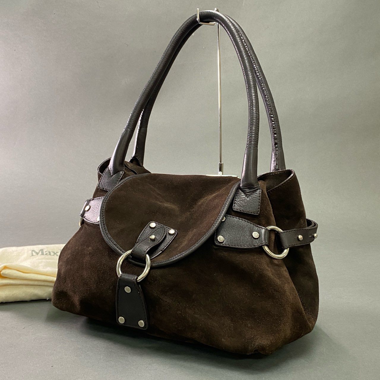 Cb10 Max Mara マックスマーラ スエードレザー ワンショルダーバッグ ブラウン スウェード Leather ハンドバッグ 鞄