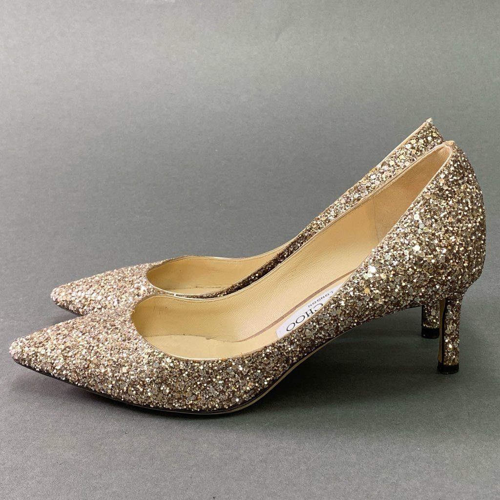 5e10 JIMMY CHOO ジミーチュウ グリッター ピンヒールパンプス パーティー 二次会 サイズ36 シャンパンゴールド レディース イタリア製