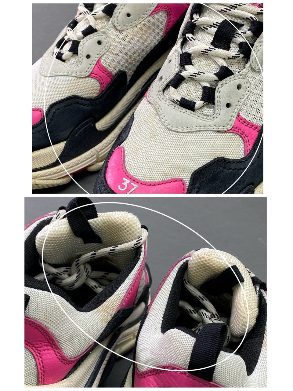 7c10 BALENCIAGA バレンシアガ Triple S トリプルS トレーナー スニーカー 24.5cm ピンク ブラック ホワイト 厚底 シューズ