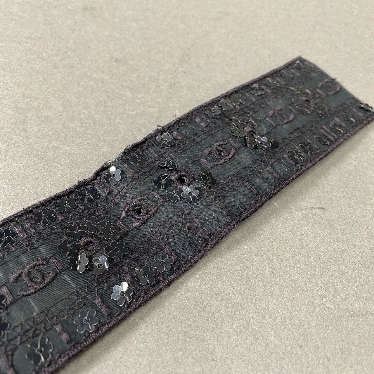 g17 CHANEL シャネル 06P ココマーク スパンコール ベルト テキスタイル 刺繍 75/30 ブラック フランス製