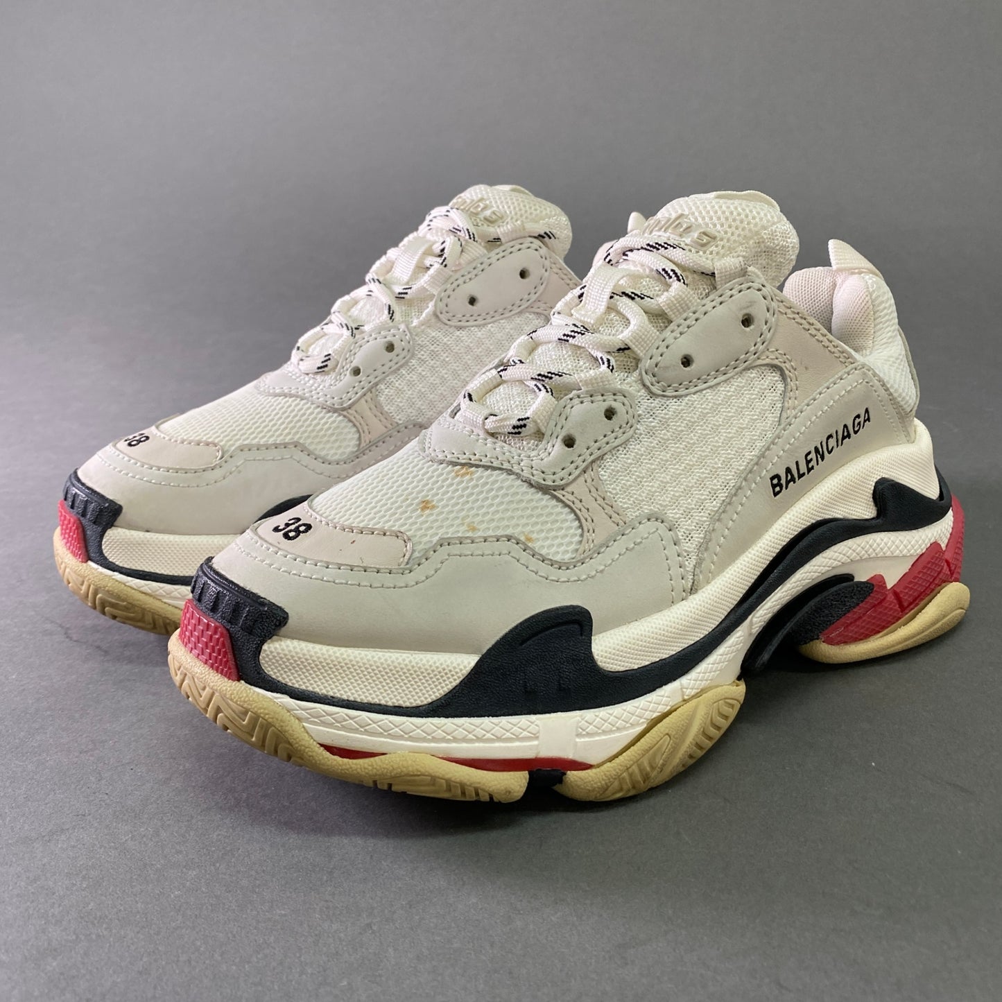 8l25 BALENCIAGA バレンシアガ TRIPLE S トリプルエス ダッドスニーカー 25cm ホワイト ロゴ刺繍 シューズ