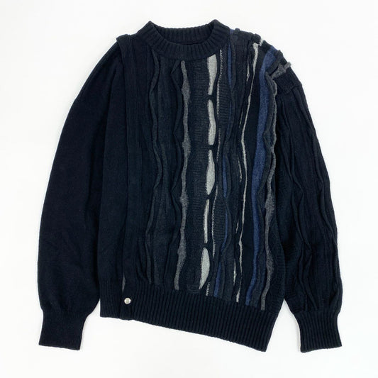 40c29 Tamme タム SLIT 3D KNIT ニットプルオーバー 裾スリット 凹凸生地 厚手ニット セーター 22A0060 Ⅱ ブラック グレー ネイビー