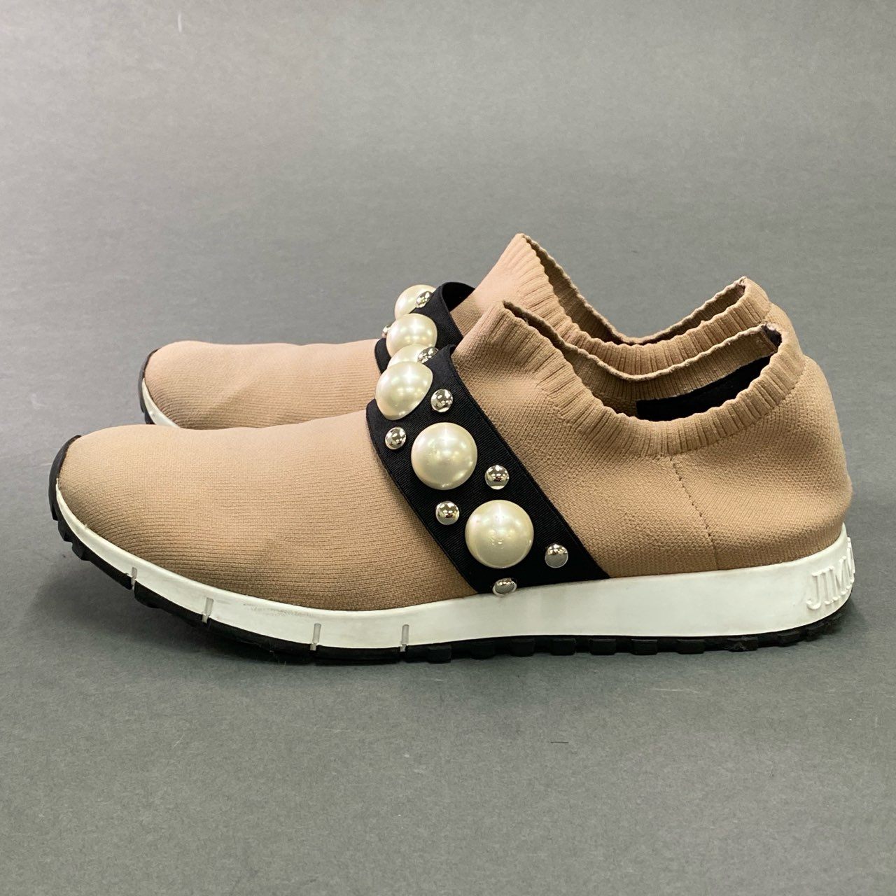 1c11 JIMMY CHOO ジミーチュウ VERONA ベローナ パールビジュー スニーカー 38 ピンク シューズ 箱付き