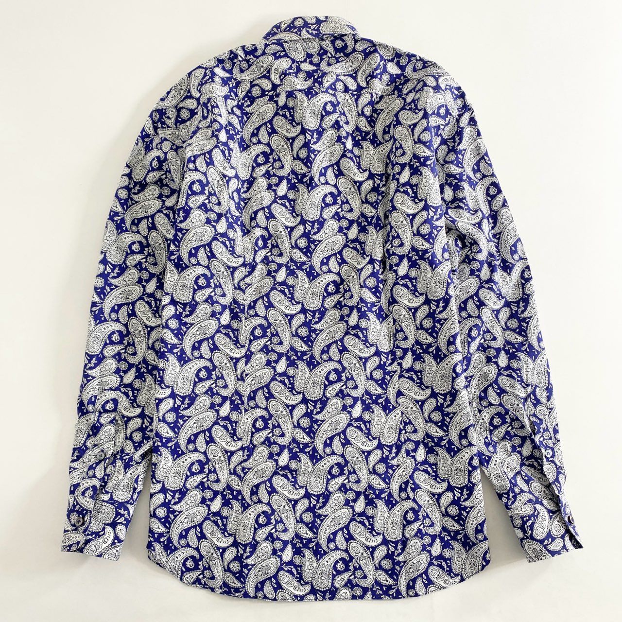 28h10 《美品》 イタリア製 Brioni ブリオーニ 長袖シャツ ドレスシャツ サイズⅡ ペイズリー柄 ブルー×ホワイト コットン100% メンズ