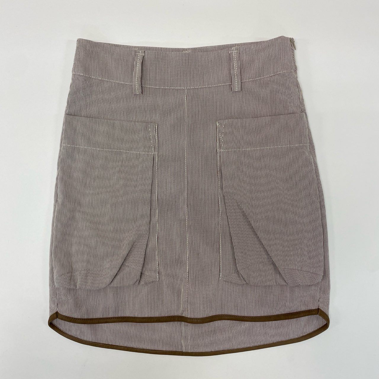 23i17 BRUNELLO CUCINELLI ブルネロクチネリ レザーパイピング フレアスカート ミニスカート 台形スカート サイズ38 アイボリー系 コットン レディース イタリア製u02t