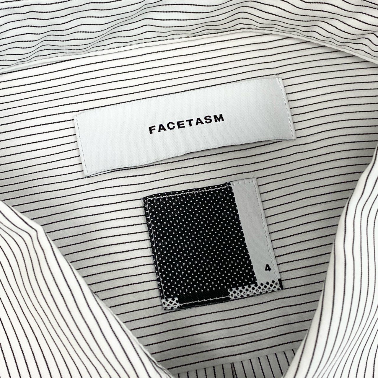 84e30 FACETASM ファセッタズム 23SS BIG SHIRT ビッグシャツ オーバーサイズ 長袖シャツ ロングスリーブ ストライプ トップス ロゴ刺繍 ABH-SH-M05 4 ホワイト コットン